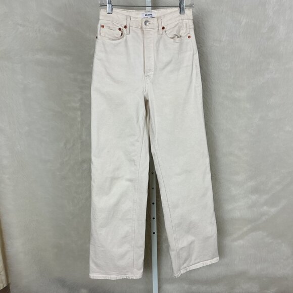Re/Done Vintage White 70s Ultra High Rise Wide Leg Jeans 27 - Picture 1 of 7